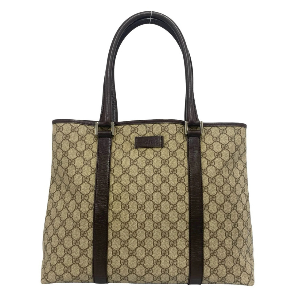 GUCCI GG Supreme Logo Leather Tote Bag, Semi-Shoulder Women's, Brown, 44472